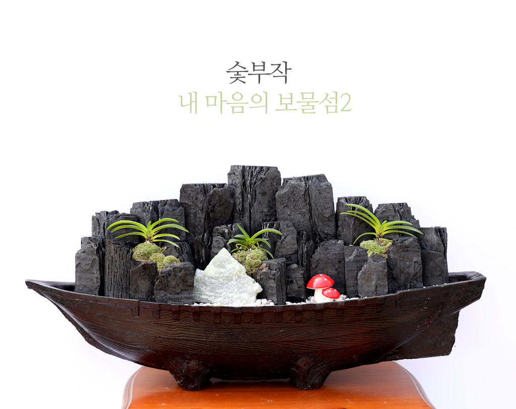 <div class="dd-large-t">숯부작 자연을 담다</div>
<div class="dd-c">
화려한 매력은 없지만
자연을 보는 듯 편안하고 맑아지는 숯부작 미니정원이예요
쪽배 모양의 수반은 우아한 곡선으로 동양적인 아름다움을 더해요</div>