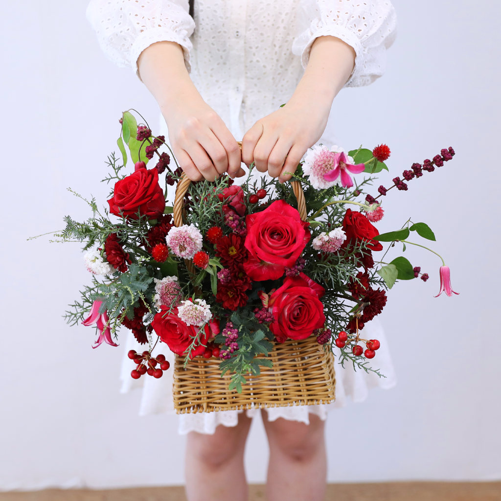 Merry Ruby Basket Bouquet
