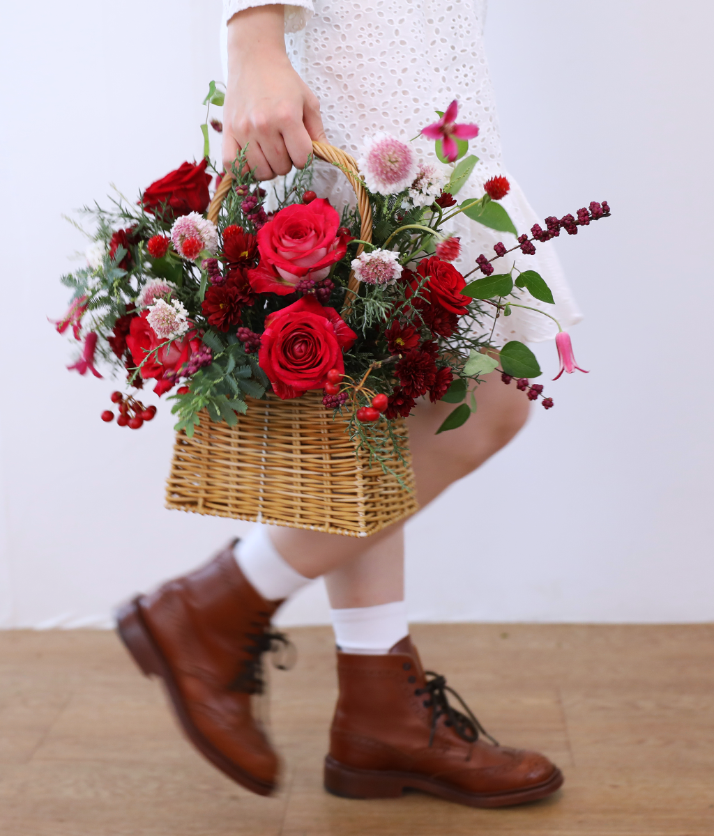 Merry Ruby Basket Bouquet