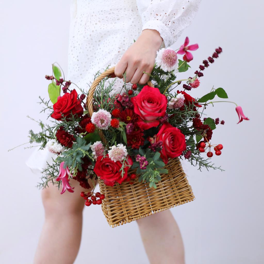 Merry Ruby Basket Bouquet