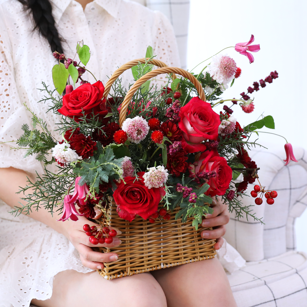 Merry Ruby Basket Bouquet