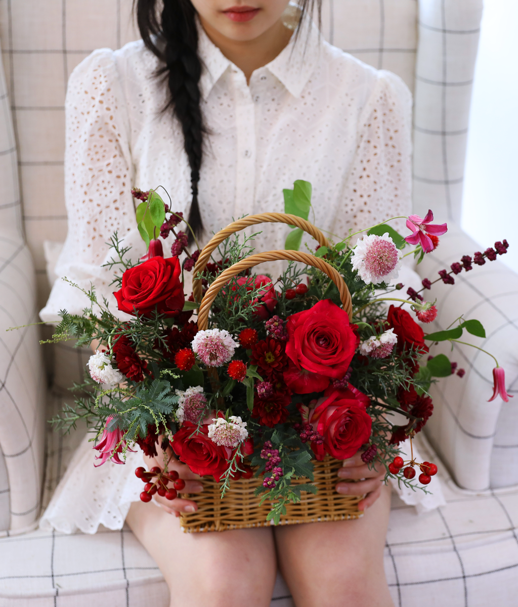Merry Ruby Basket Bouquet