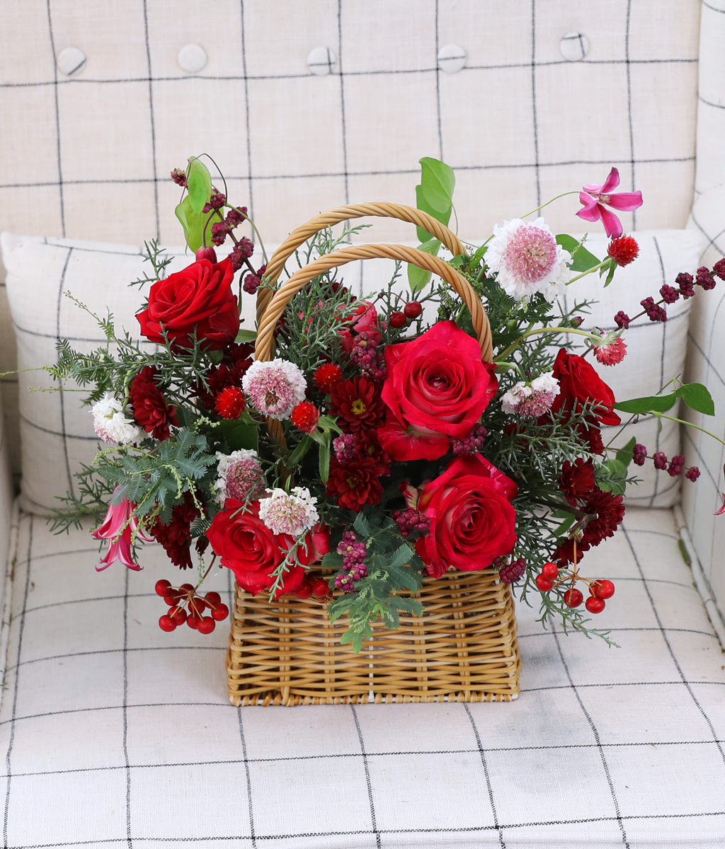Merry Ruby Basket Bouquet