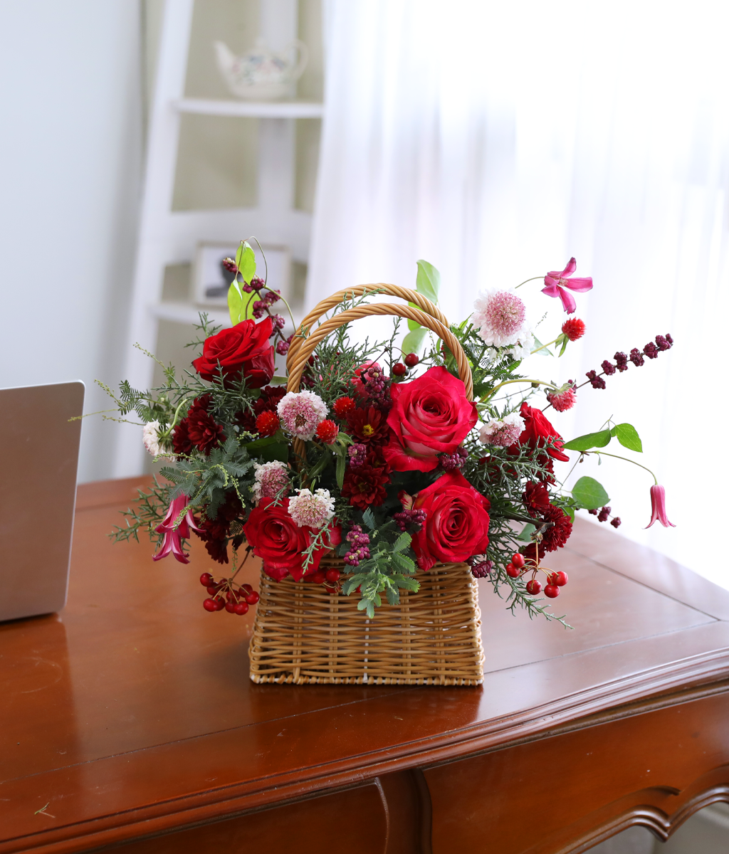 Merry Ruby Basket Bouquet