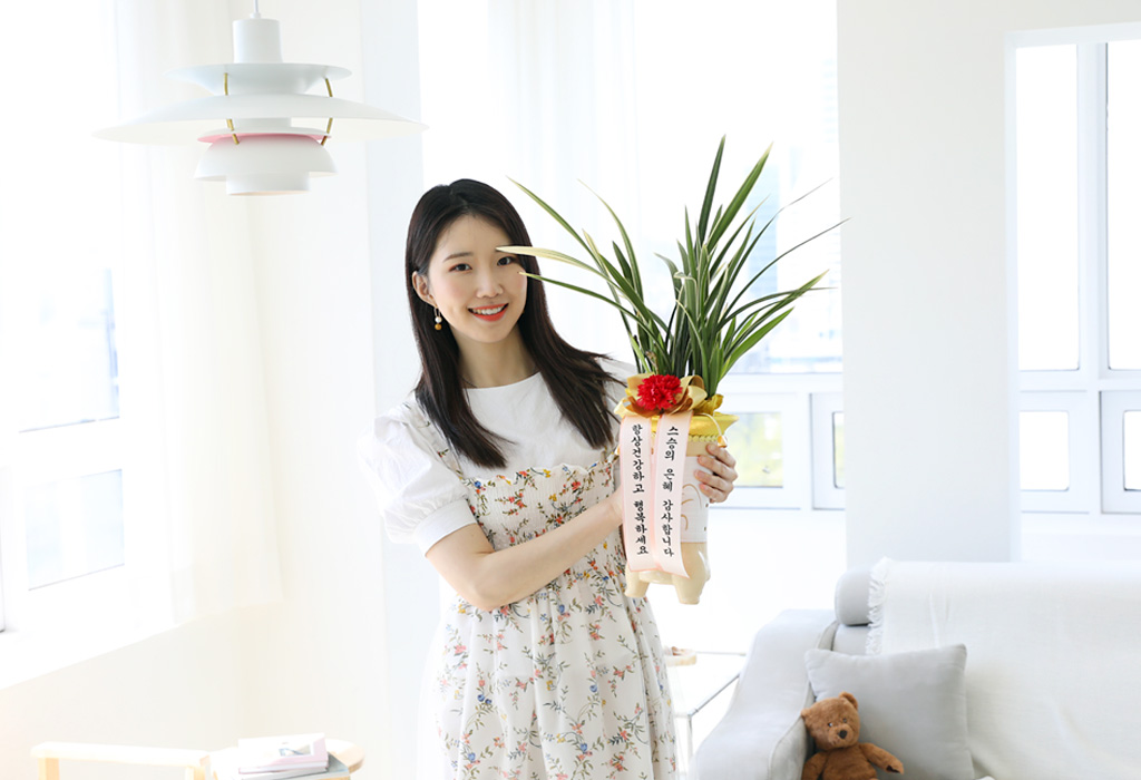 존경의 마음을 담은 동양란 - 잎이 무늬가 있는 황룡금(청투각)