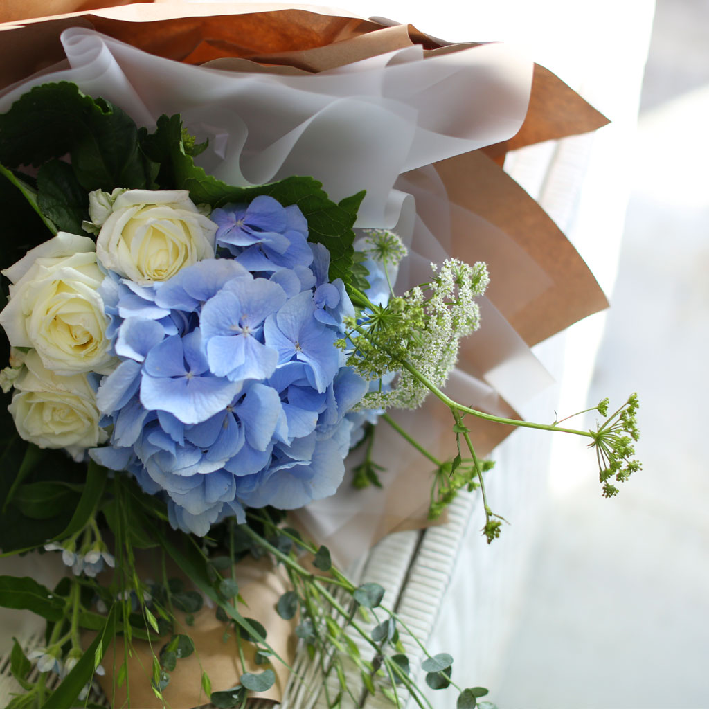 'Blue and white'
